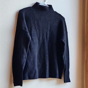 Tahari Black Mock Neck Jeweled Flowers Sweater Size Large